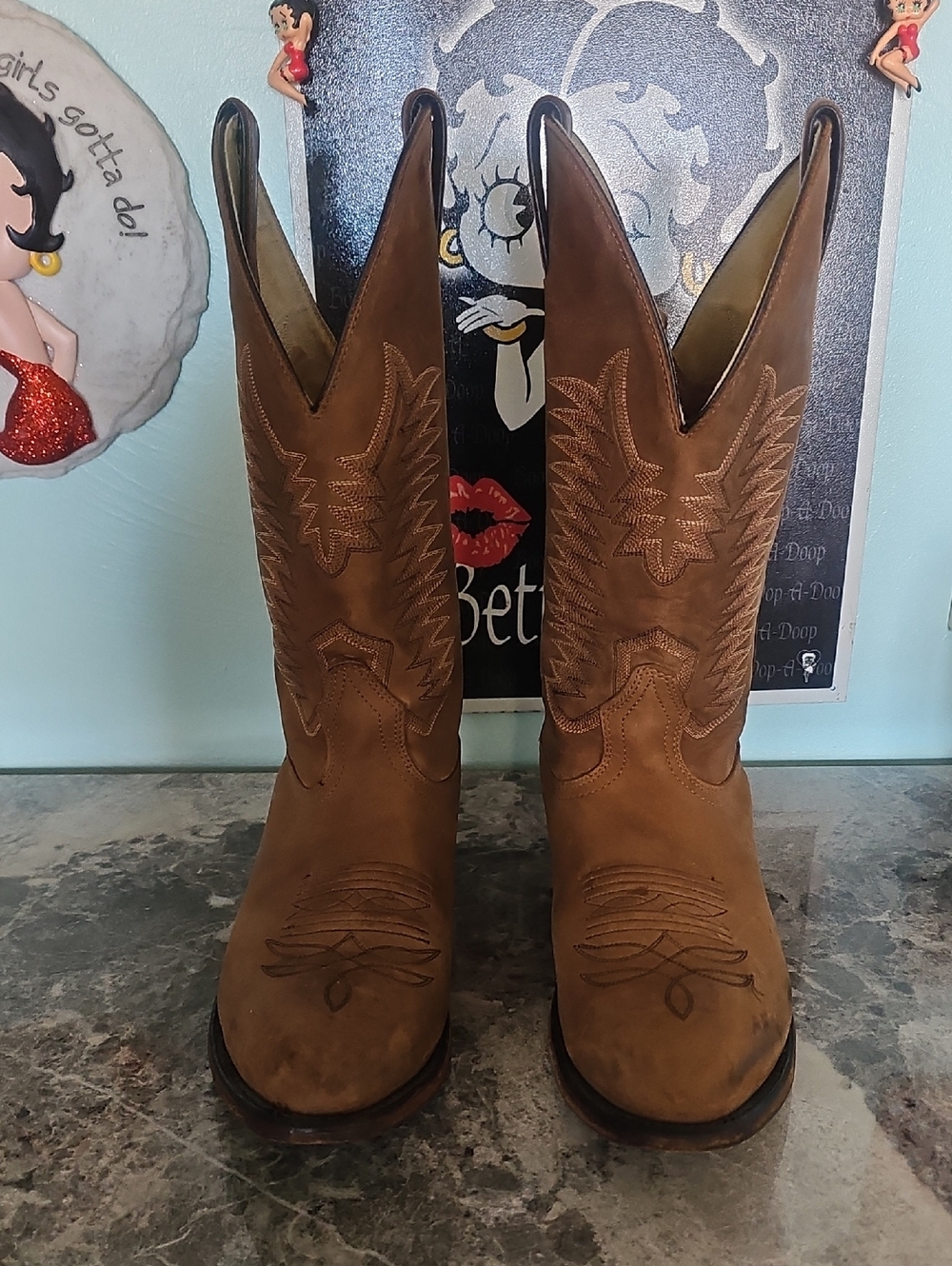 ​Boulet 1828 Men's Cowboy Boots Size 9D Handmade Canada Leather Western